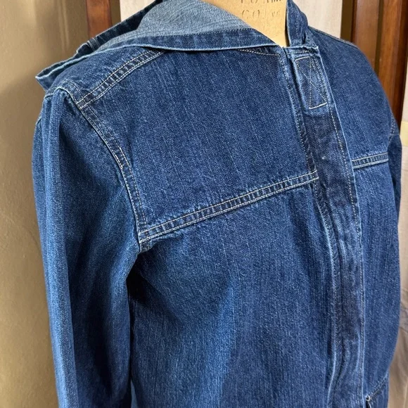 Vintage BLASSPORT Denim Hooded Jacket | 1990s Zip-Front Utility Jean Jacket - Picture 2 of 11